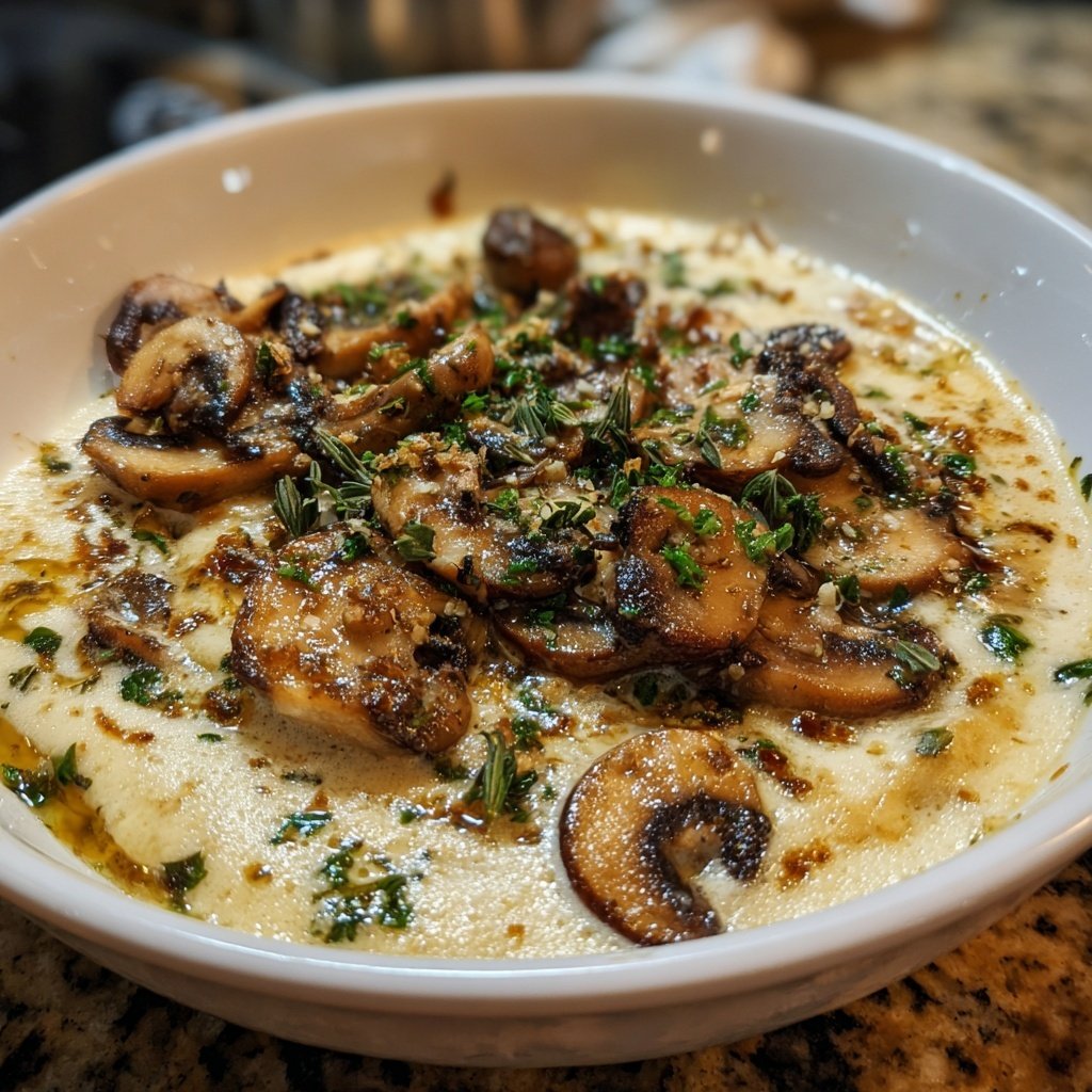 Abendessen mit cremiger Pilzpfanne