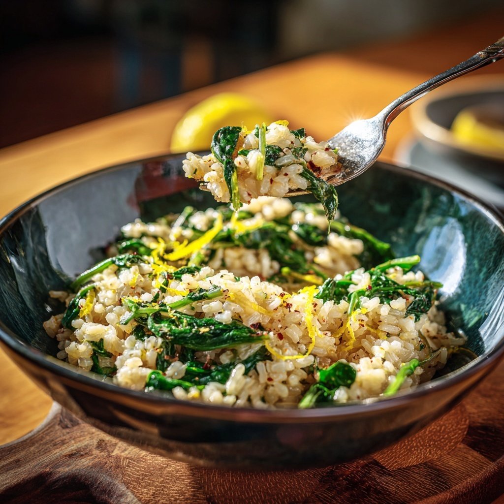 Kalorienarmes Reisgericht Mit Spinat