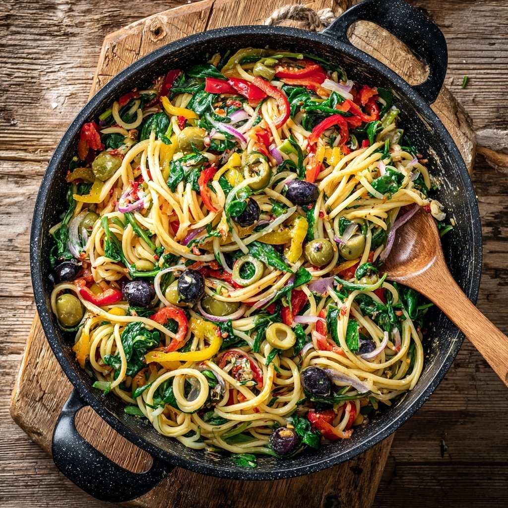 Mediterraner Nudelsalat Mit Spinat